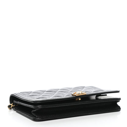 Chanel Caviar Quilted Boy Wallet On Chain WOC Black 4 of 12