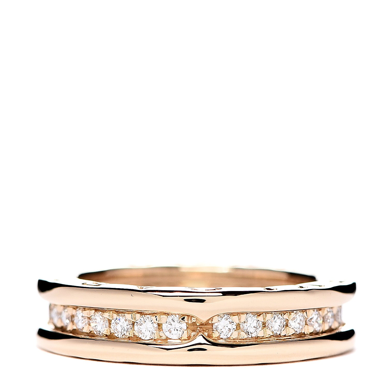 Bulgari 18K Yellow Gold Diamond B.Zero1 One-Band Pave Ring 50 5.25 1 of 4