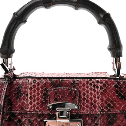 Gucci Snakeskin Bamboo Medium Lady Lock Top Handle Bag Purple 8 of 10