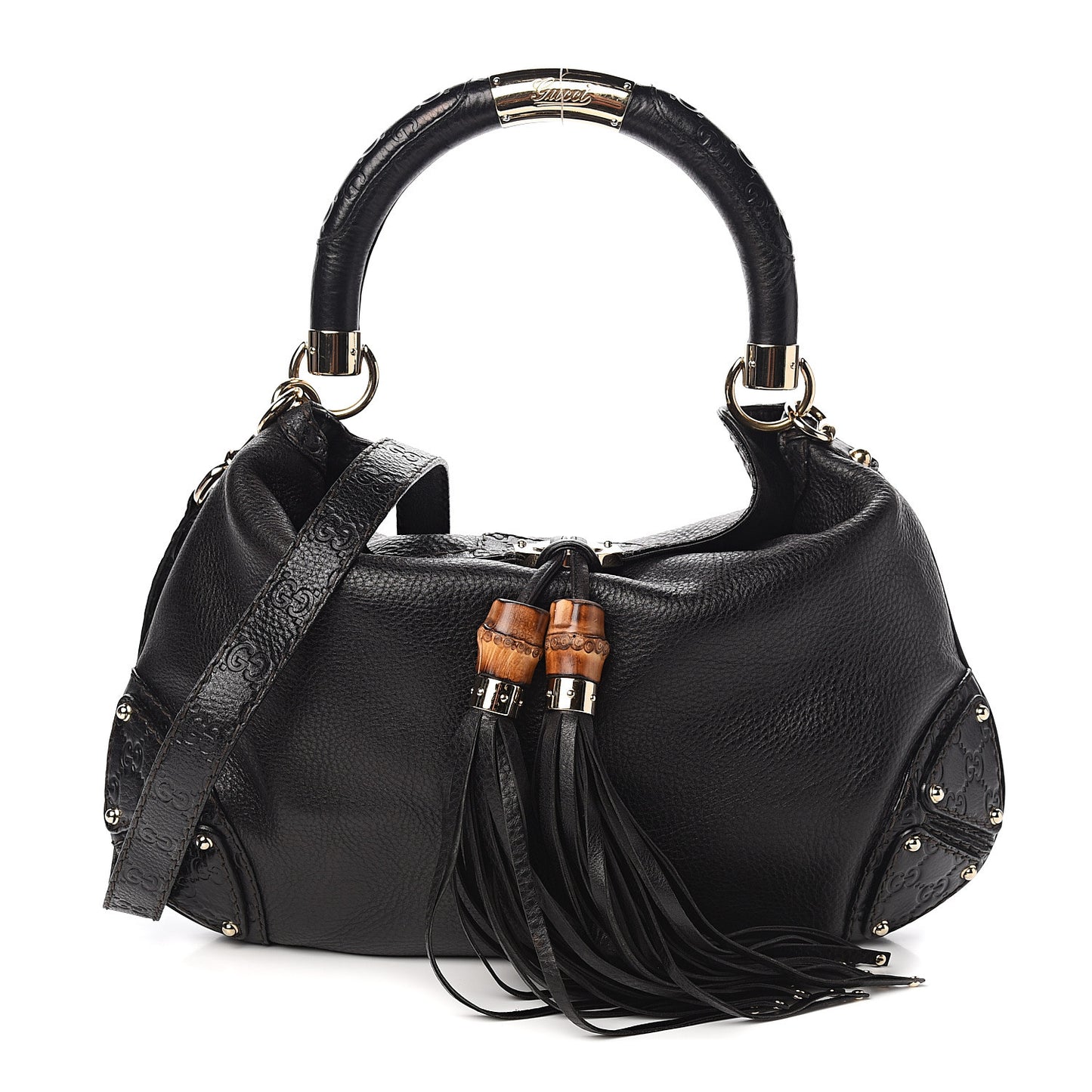 Calfskin Medium Indy Top Handle Hobo Black