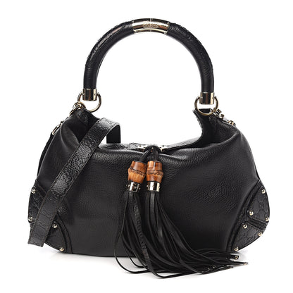 Gucci Calfskin Medium Indy Top Handle Hobo Black 1 of 9
