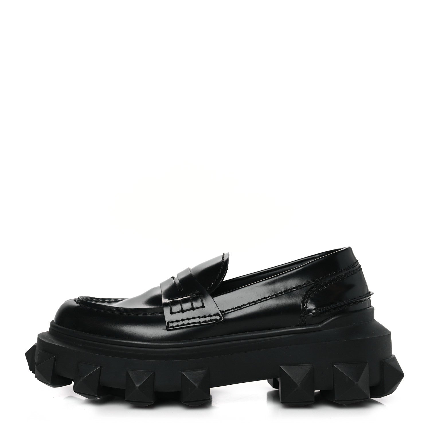 Valentino Garavani Calfskin Womens Trackstud Beatle 45/55mm Loafers 36 Black 1 of 9