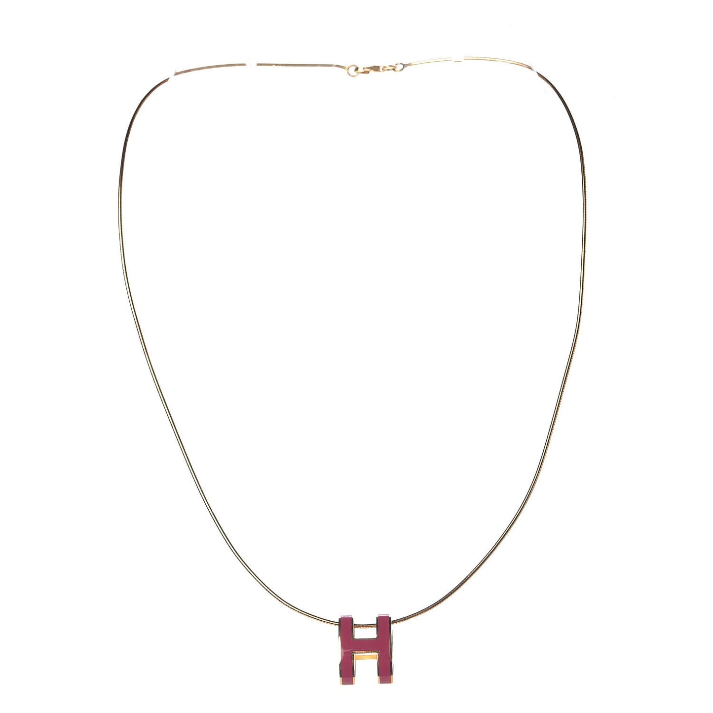 Lacquered Gold Pop H Pendant Necklace Rose Indien
