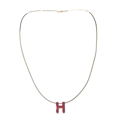 Hermes Lacquered Gold Pop H Pendant Necklace Rose Indien 3 of 4