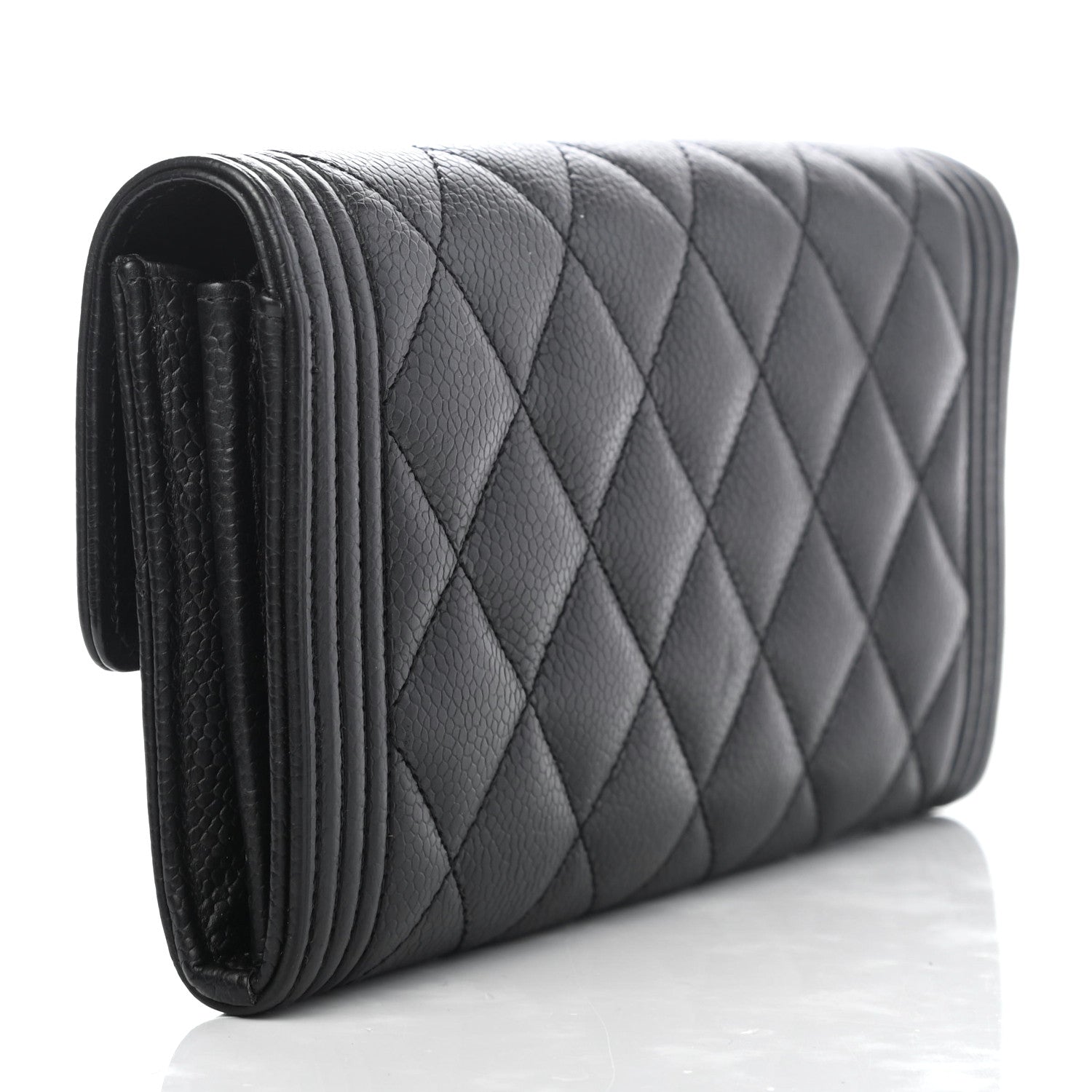 Chanel Caviar Quilted Large Boy Gusset Flap Wallet Black 2 of 4