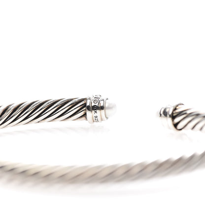David Yurman Sterling Silver Diamond Pearl 5mm Cable Classics Bracelet 4 of 4