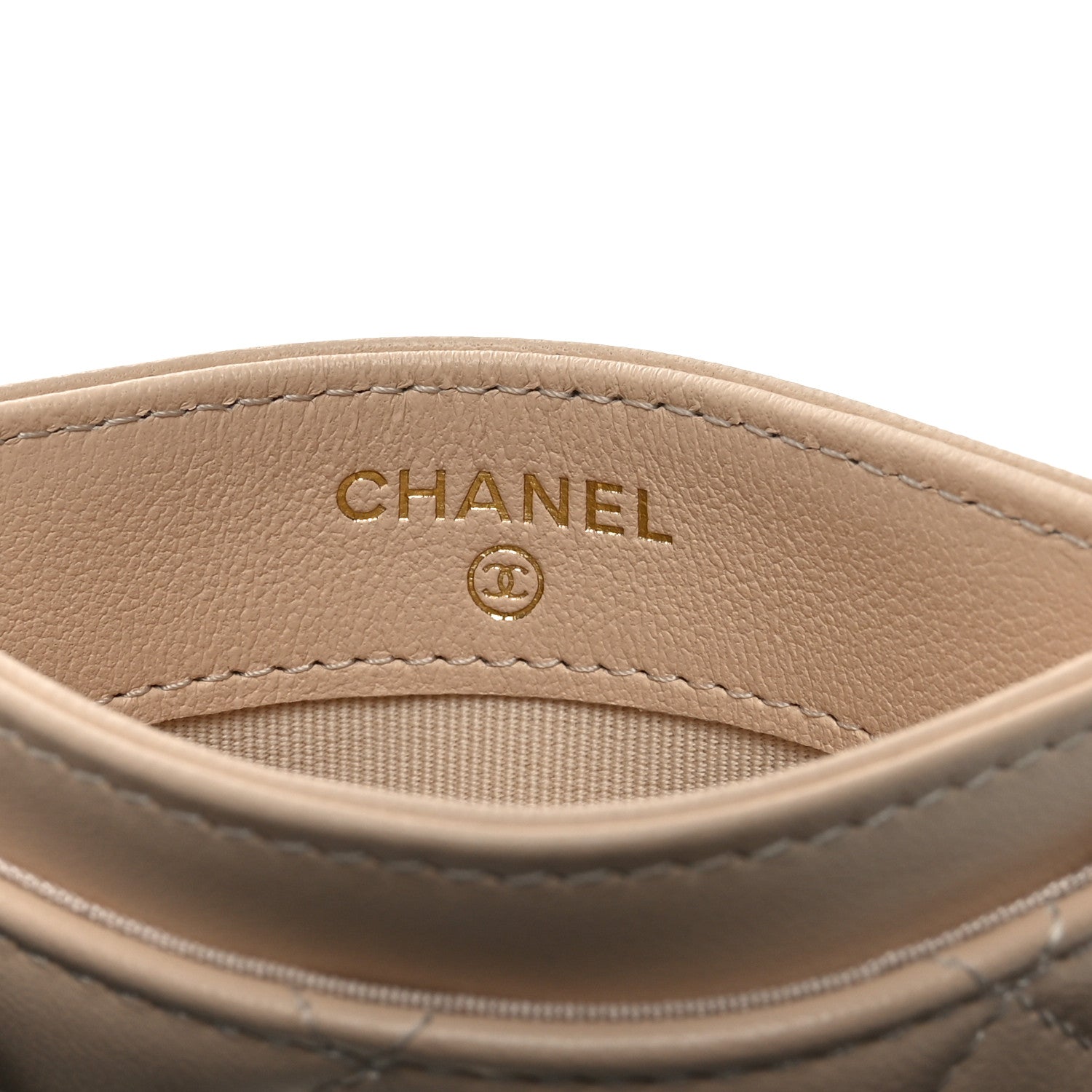 Chanel Lambskin Quilted Crystal CC Card Holder Beige 6 of 8