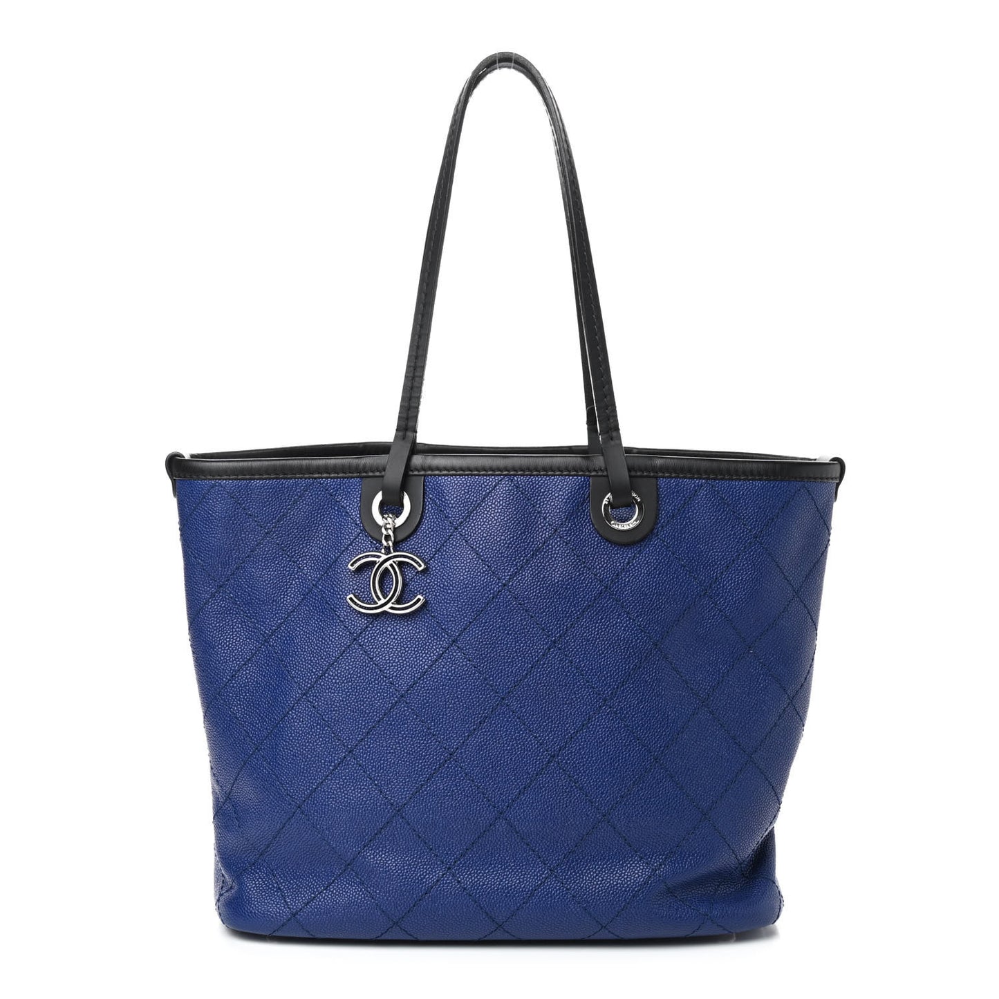 Grained Calfskin Shopping Fever Tote Blue