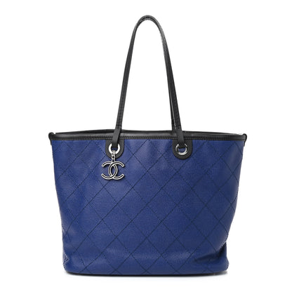 Chanel Grained Calfskin Shopping Fever Tote Blue 3 of 10