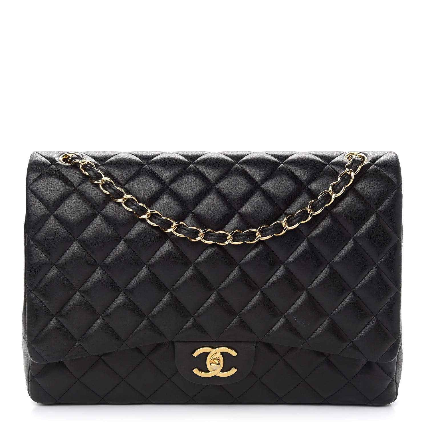 Chanel Lambskin Quilted Maxi Double Flap Black 1 of 12