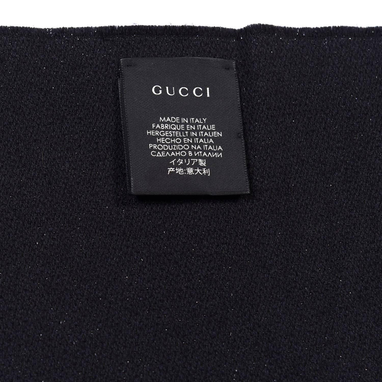 Gucci Wool Silk GG Monogram Fringe Scarf Black 4 of 5