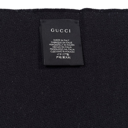 Gucci Wool Silk GG Monogram Fringe Scarf Black 4 of 5