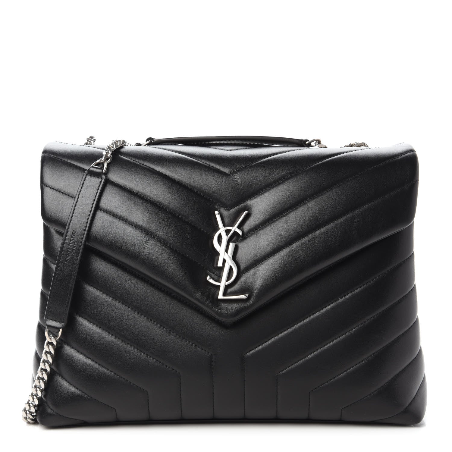 Saint Laurent Calfskin Y Quilted Monogram Medium Loulou Chain Satchel Black 1 of 9