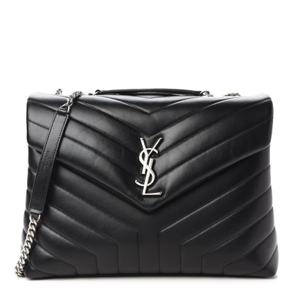 Saint Laurent Calfskin Y Quilted Monogram Medium Loulou Chain Satchel Black 1 of 9