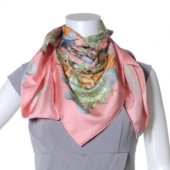 Silk Jardin Secret Scarf 90 Pink