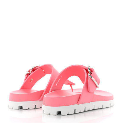 Prada EVA Rubber Buckled Lug Sole 20mm Thong Sandals 40 Begonia 4 of 9