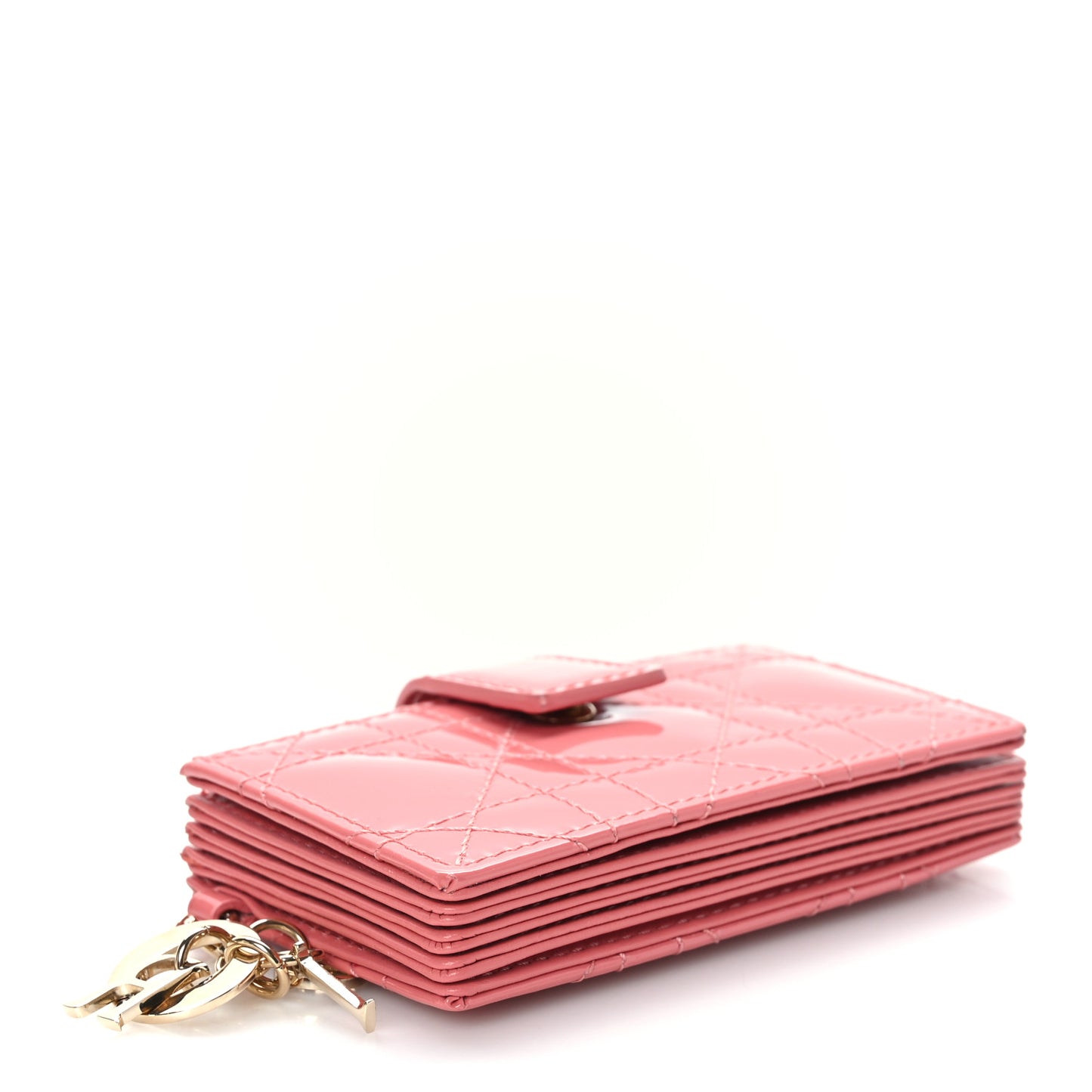 Patent Cannage Lady Dior 5-Gusset Card Holder Pink