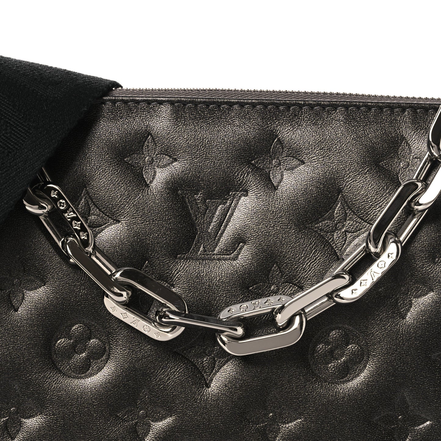 Lambskin Embossed Monogram Coussin PM Anthracite