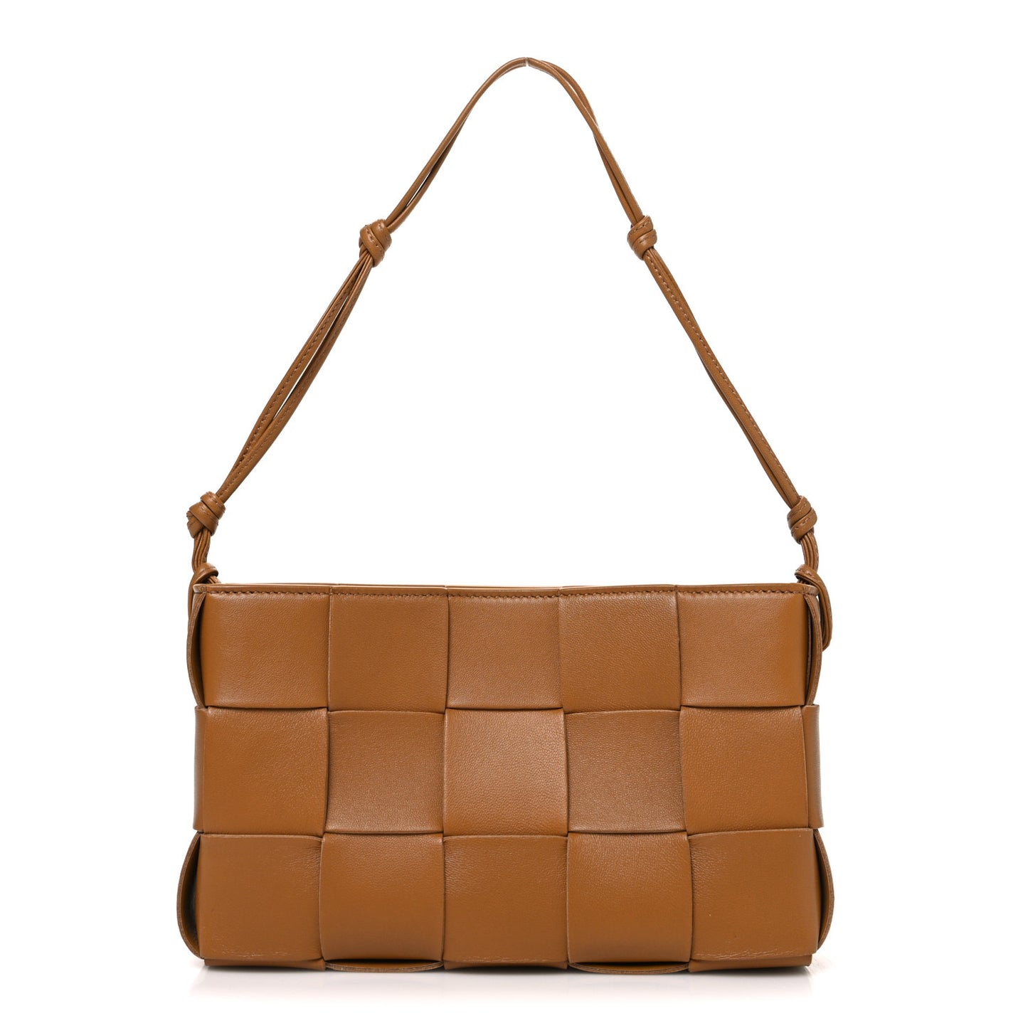 Calfskin Maxi Intrecciato Cassette Pouch On Strap Camel