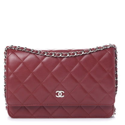 Chanel Lambskin Quilted Wallet on Chain WOC Red 1 of 12
