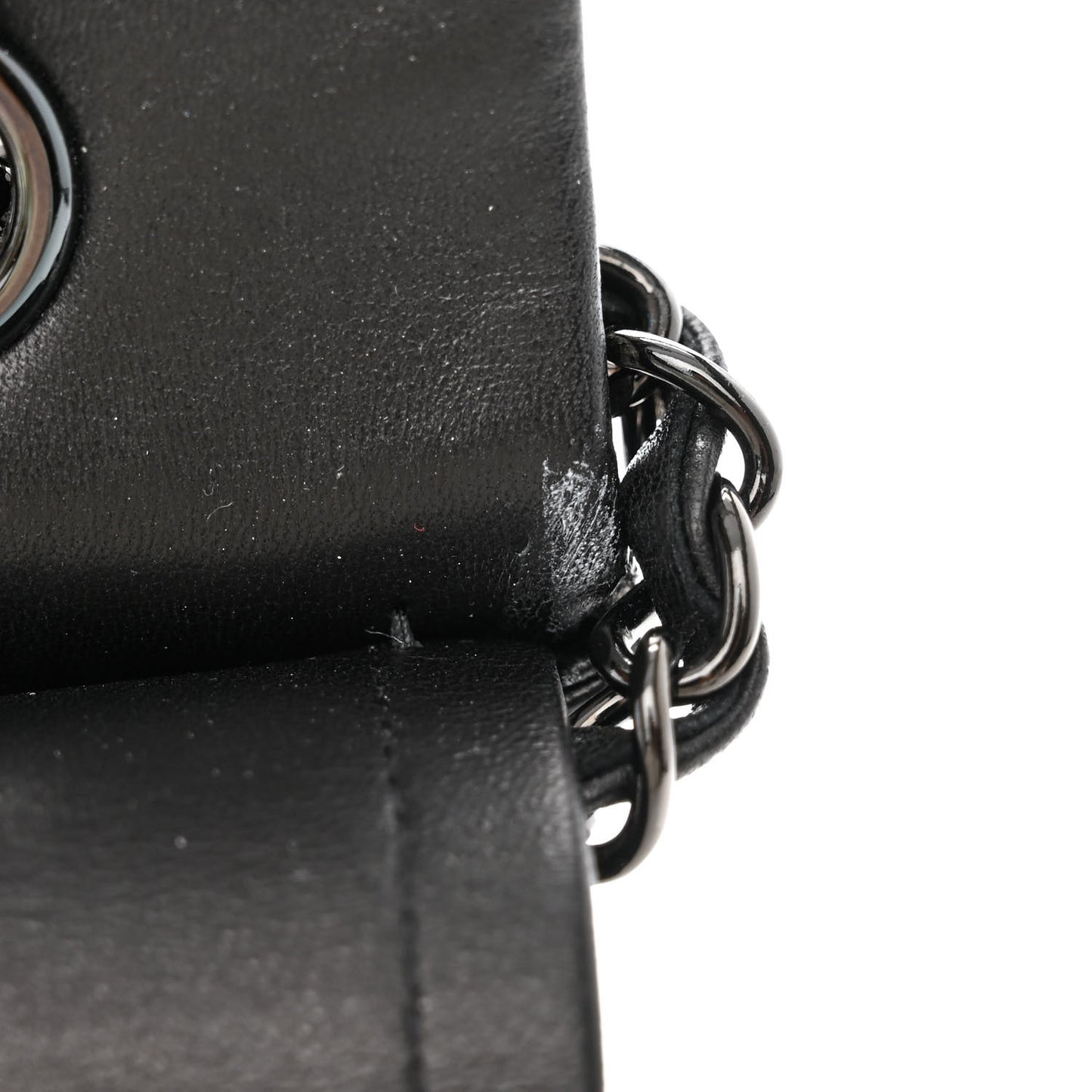 Metallic Lambskin Painted Feministe Newsprint Medium Double Flap So Black