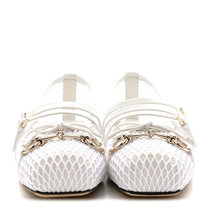 Gucci Video Net Nappa Horsebit Ballerina Flats 37 Great White 3 of 9