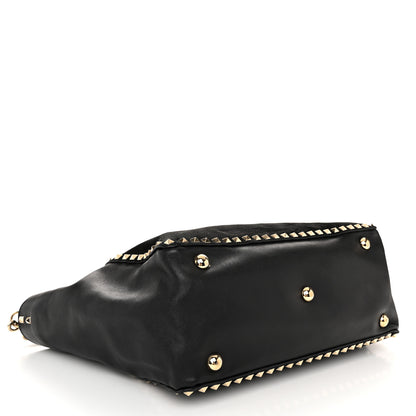 Valentino Garavani Suede Calfskin Medium Rockstud Tote Black 4 of 11