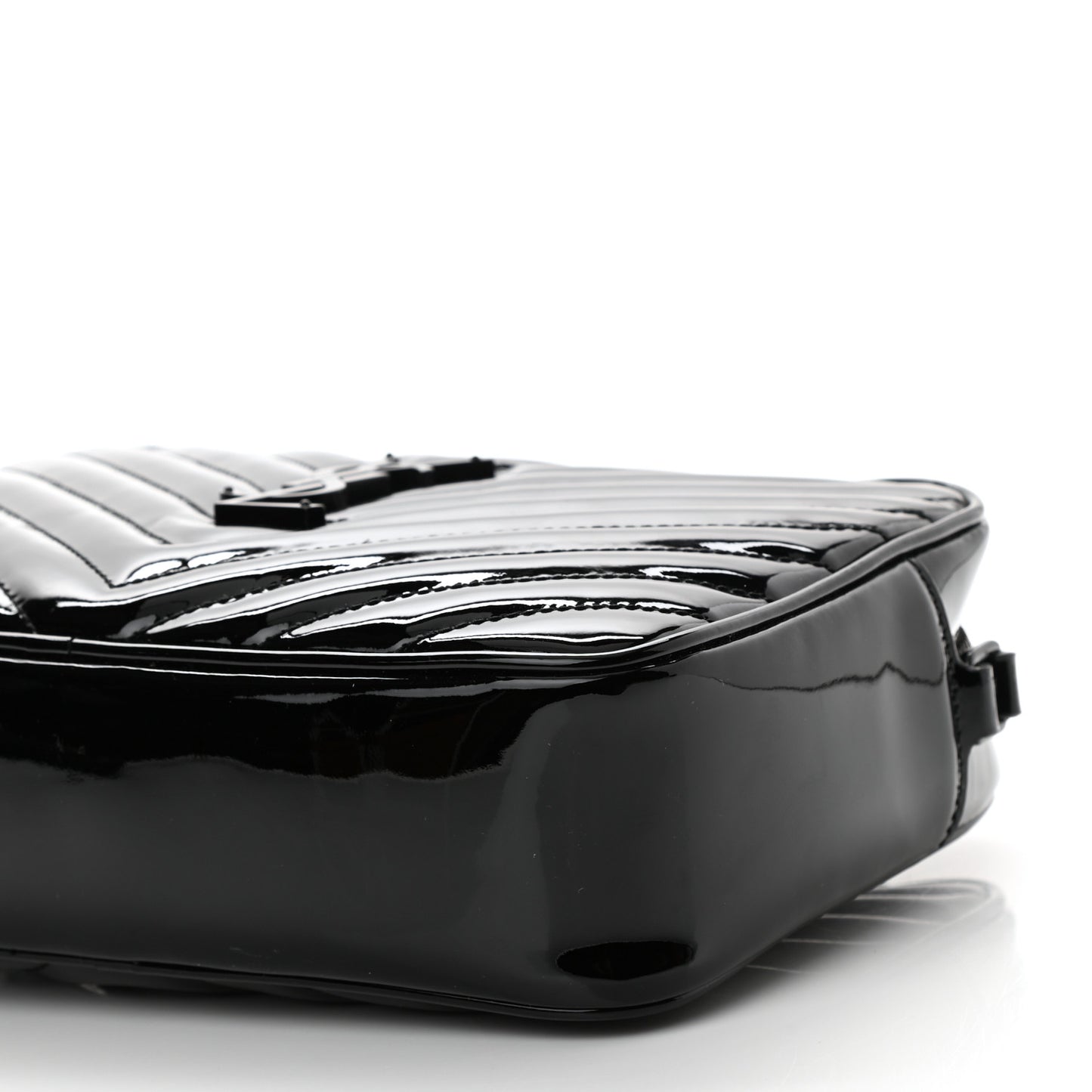 Patent Calfskin Matelasse Monogram Lou Camera Bag Black