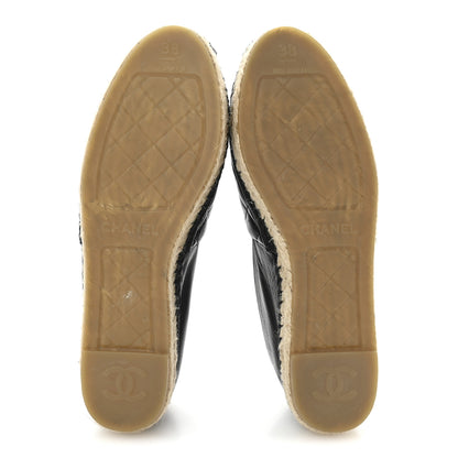 Chanel Lambskin Quilted CC Espadrilles 38 Black 6 of 11