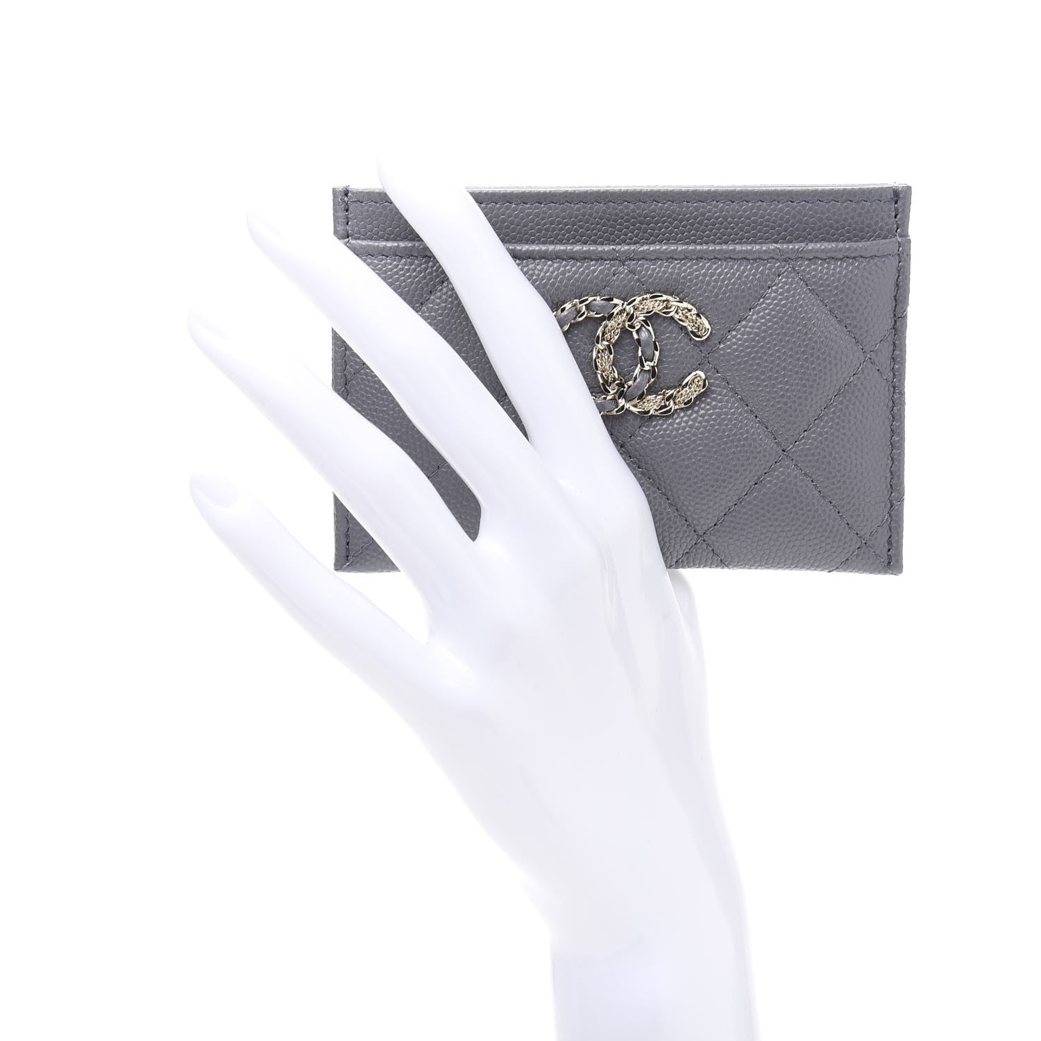 Chanel Caviar Quilted French New Wave Card Holder Grey 2 of 10