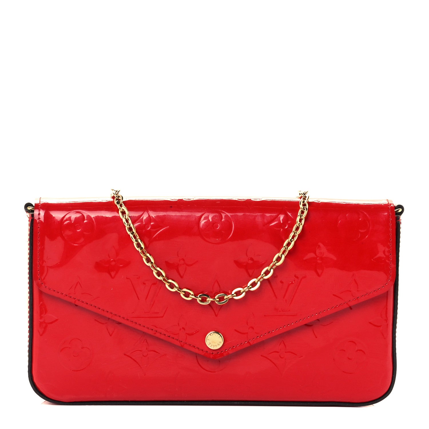 Louis Vuitton Vernis Felicie Pochette Chain Wallet Cherry 1 of 10