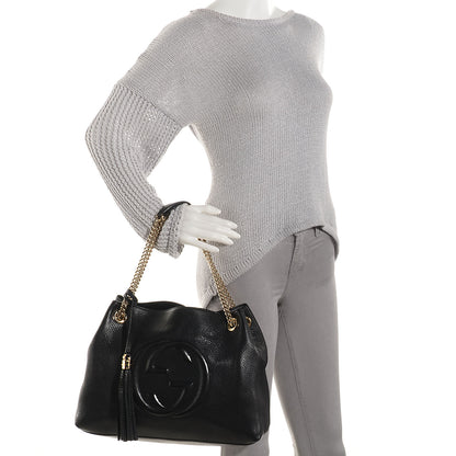 Gucci Pebbled Calfskin Medium Soho Chain Shoulder Bag Black 2 of 7