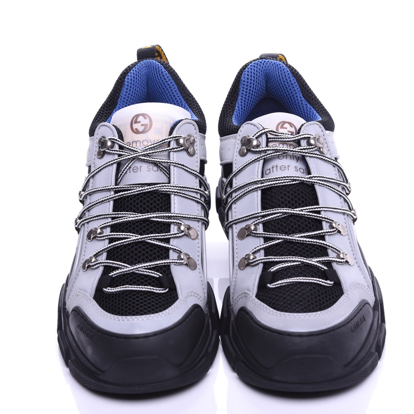 X SEGA Mesh Technical Canvas Calfskin Reflective Mens Flashtrek Sneakers 9 Silver Black