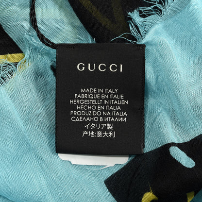 Gucci Modal Silk GucciGhost Print Shawl Black Multicolor 3 of 3