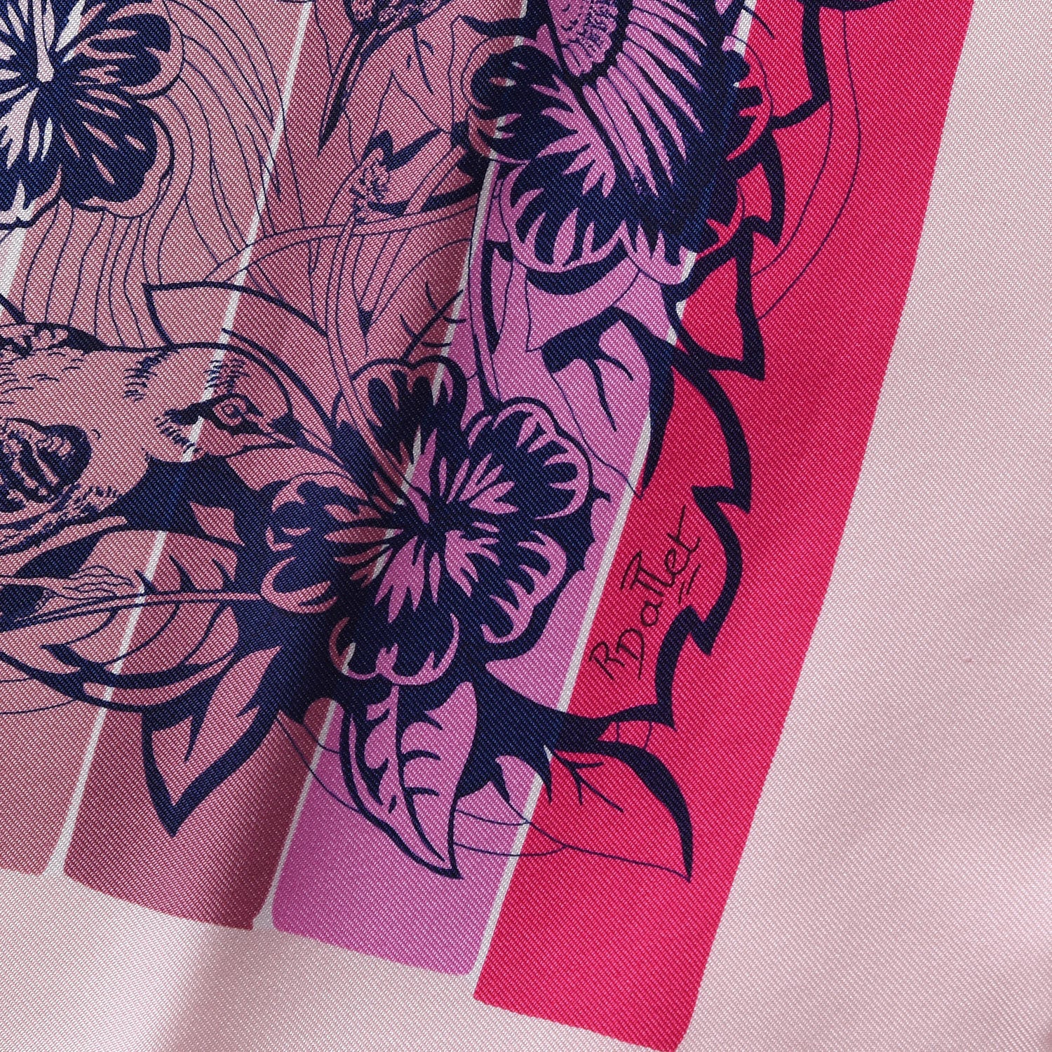 Hermes Silk Jungle Love Rainbow Scarf 90 Rose Vif Encre Rouge 3 of 7