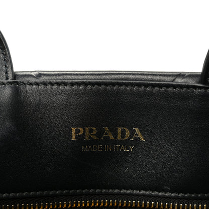 Prada Soft Calfskin Triangolo Symbole Embossed Small Tote Black 6 of 10