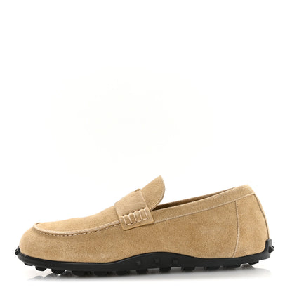 Hermes Suede Calfskin Mens Lazy Loafers 40 Beige Sable 1 of 9