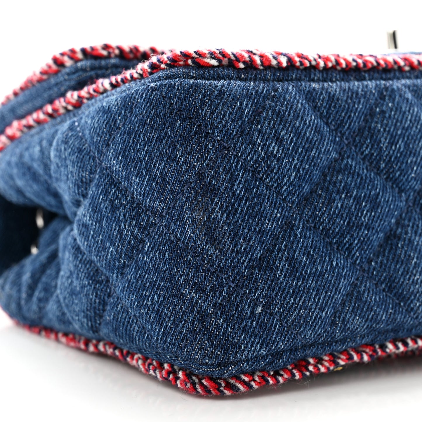 Denim Braided Mini Rectangular Flap Bag Blue