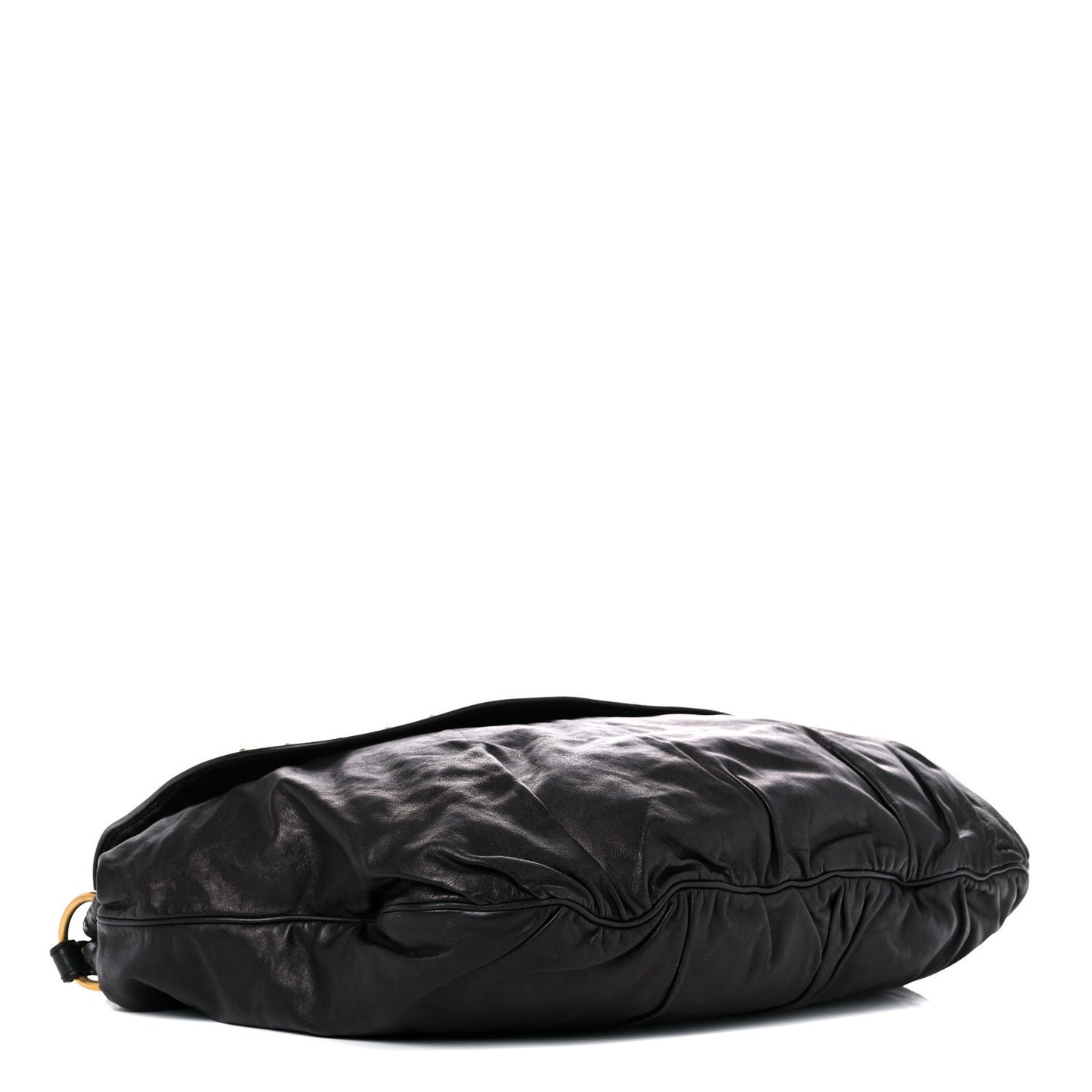Calfskin Studded Large Irina Shoulder Bag Black