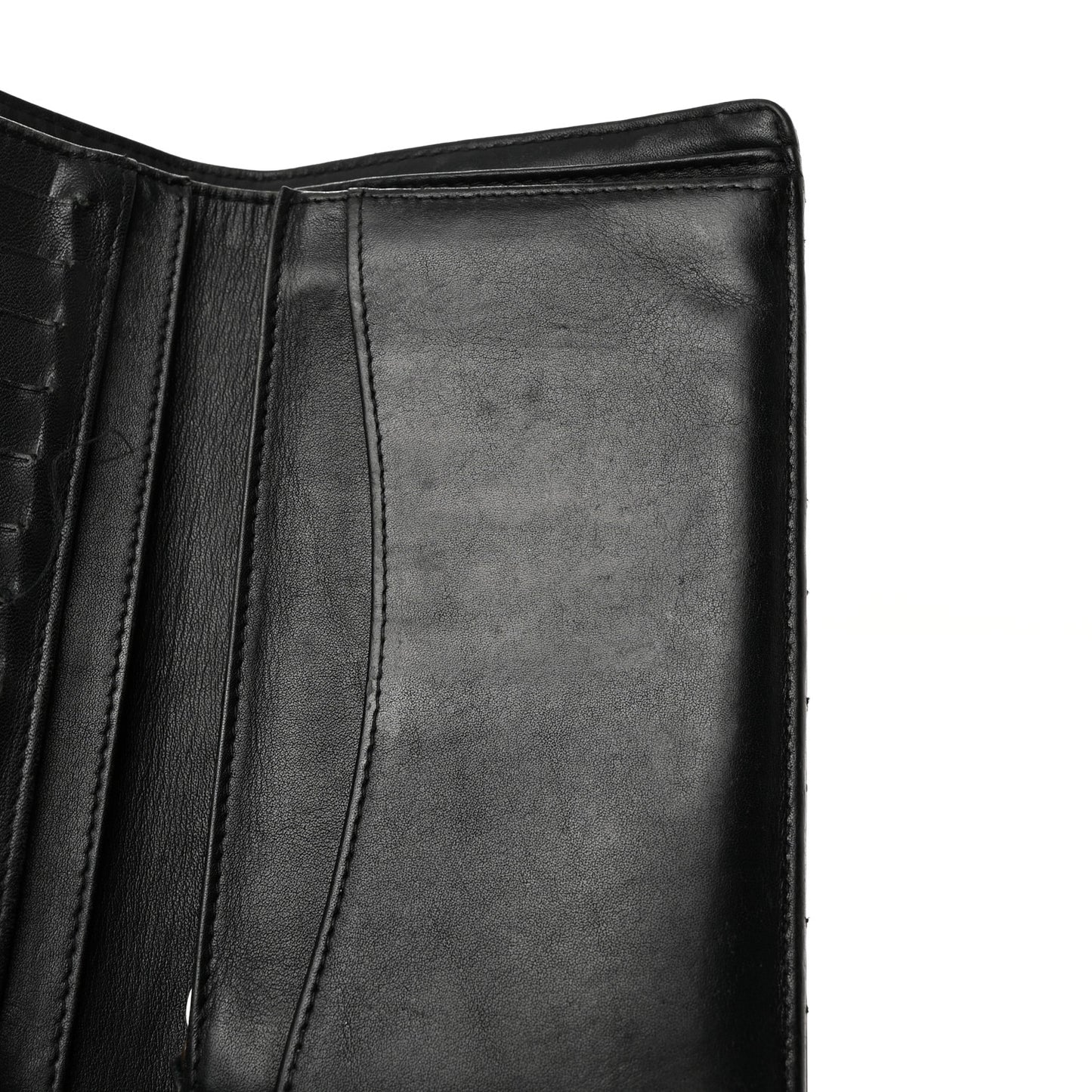 Patent Calfskin Quilted Yen Wallet Black