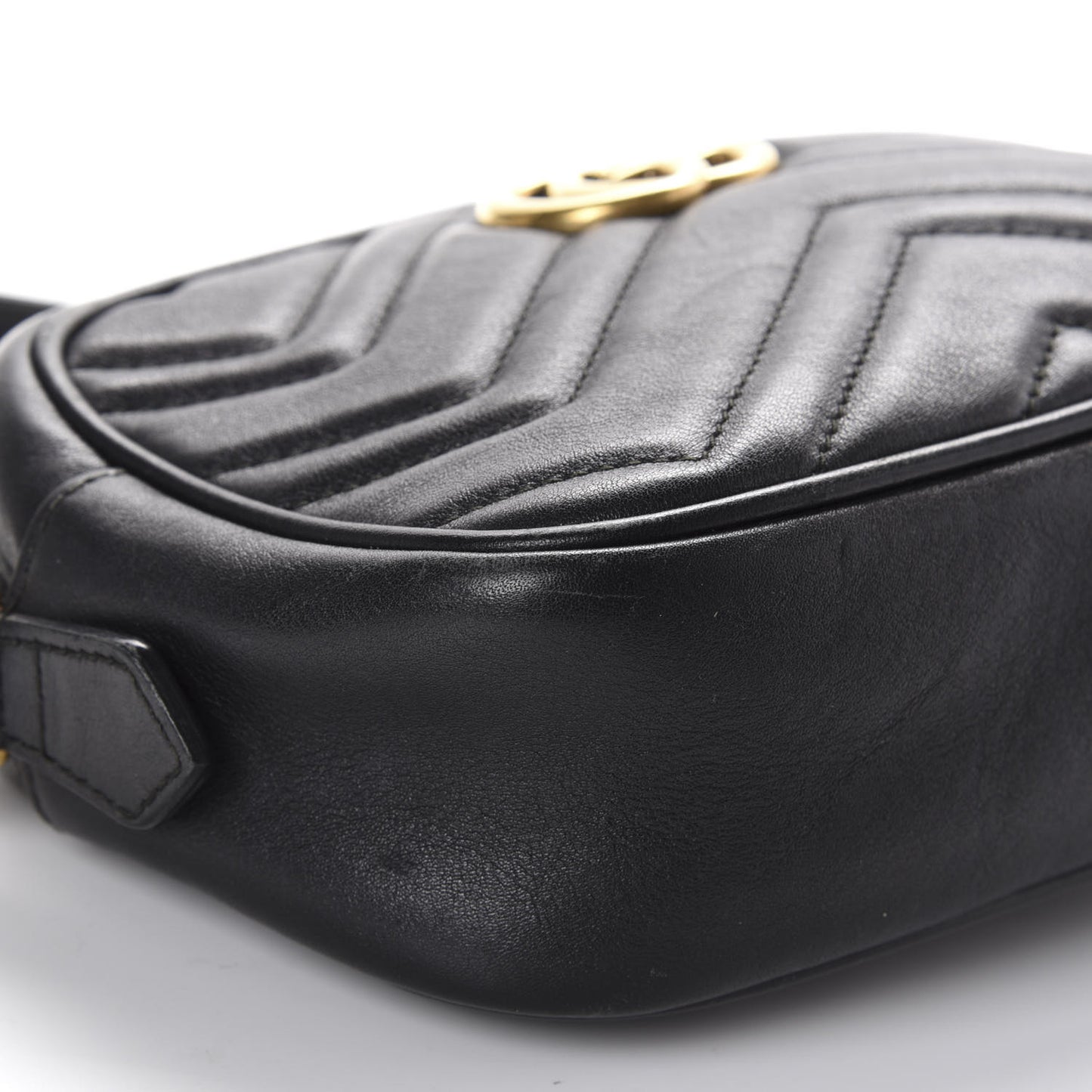Calfskin Matelasse Mini GG Marmont Chain Shoulder Bag Black
