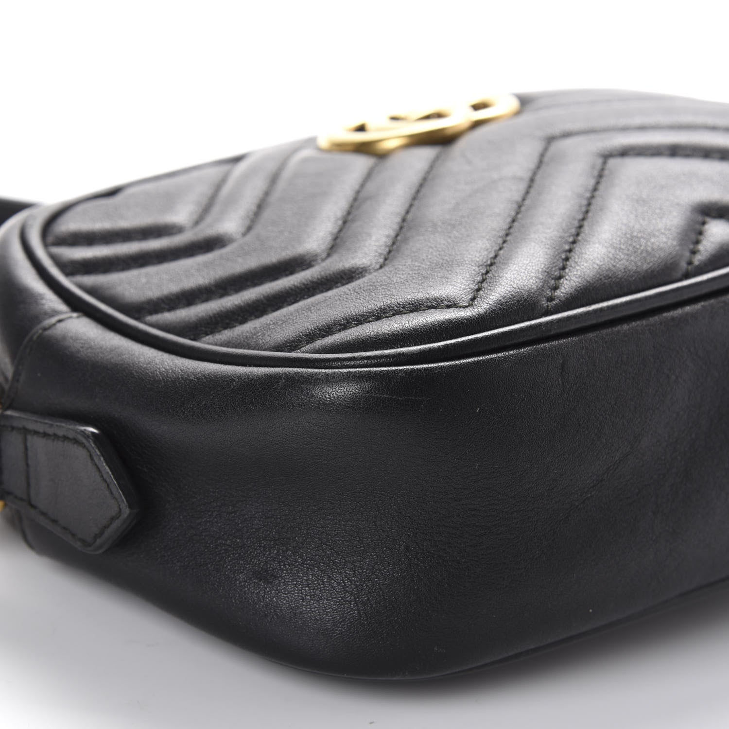Gucci Calfskin Matelasse Mini GG Marmont Chain Shoulder Bag Black 6 of 10