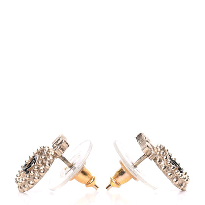 Chanel CC Bow Earrings Black Gold 3 of 5