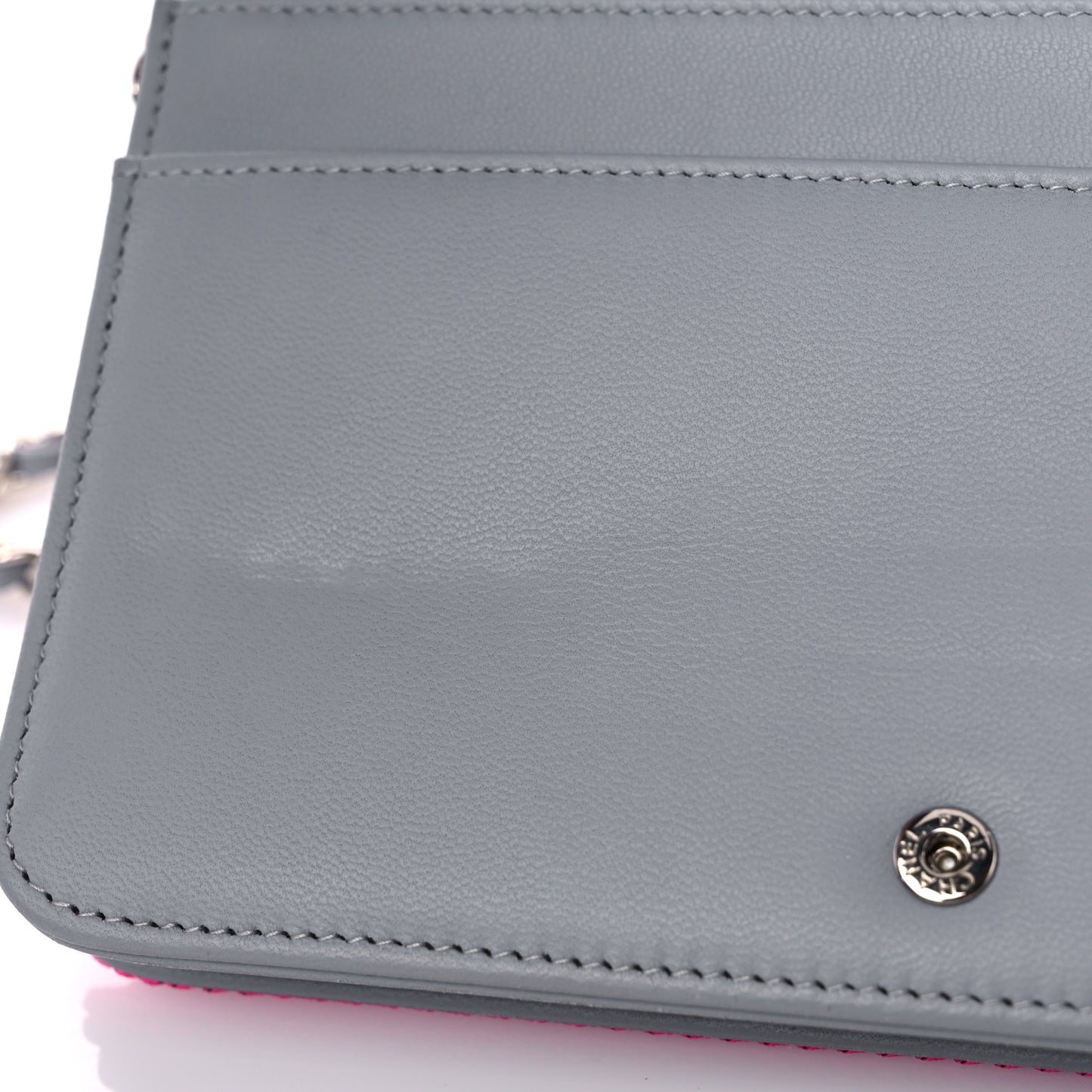 Canvas Quilted Fluo Boy Wallet On Chain WOC Dark Navy Fuchsia Grey