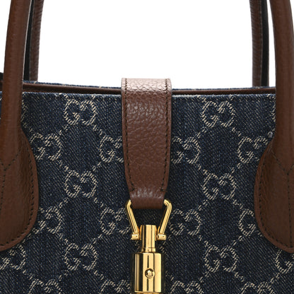 Gucci New Denim GG Monogram Dollar Calfskin Medium Jackie 1961 Tote Blue Tea Cuir Epilog 8 of 10