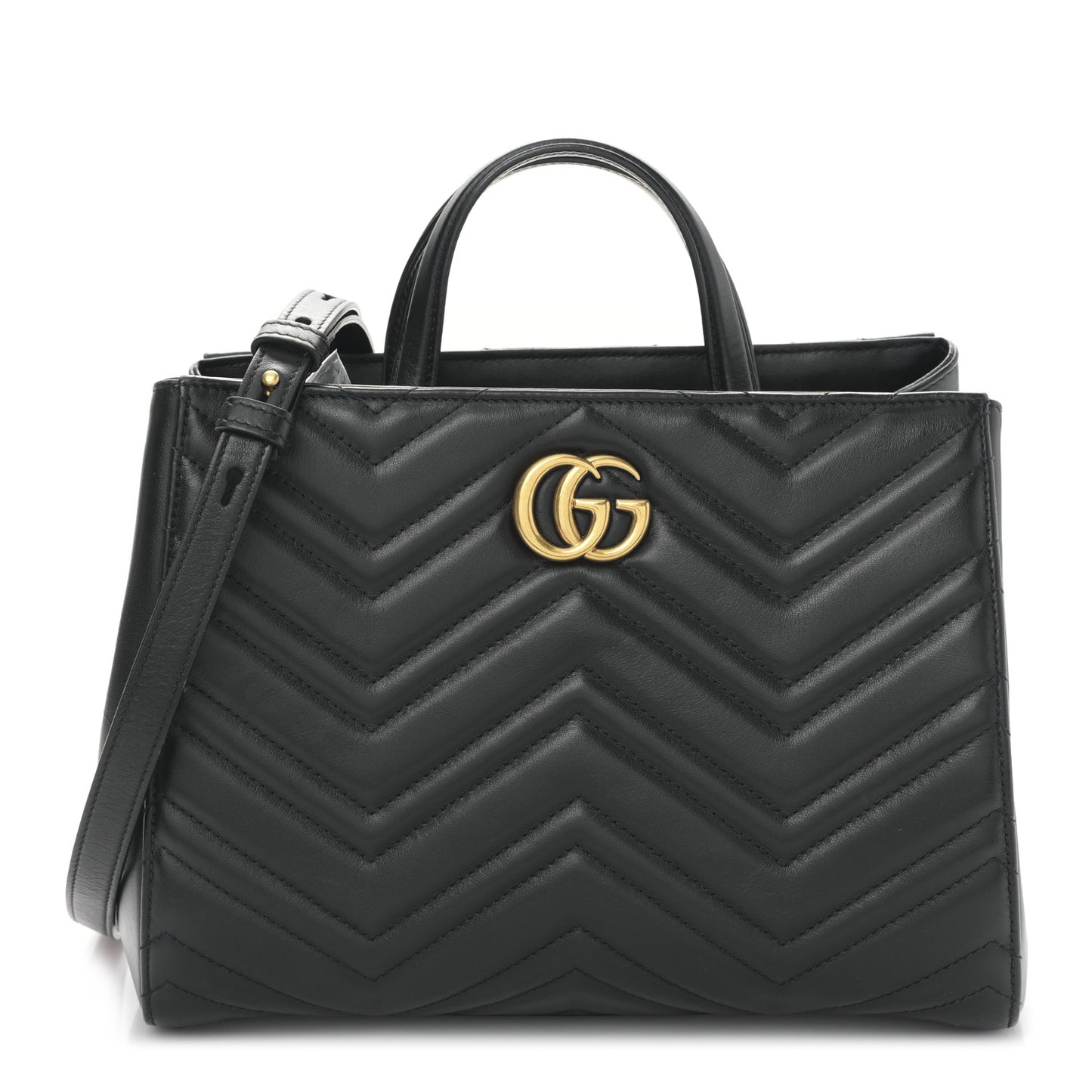 Calfskin Matelasse Small GG Marmont Tote Black