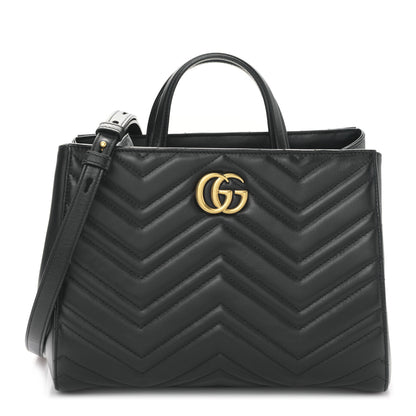 Gucci Calfskin Matelasse Small GG Marmont Tote Black 1 of 9