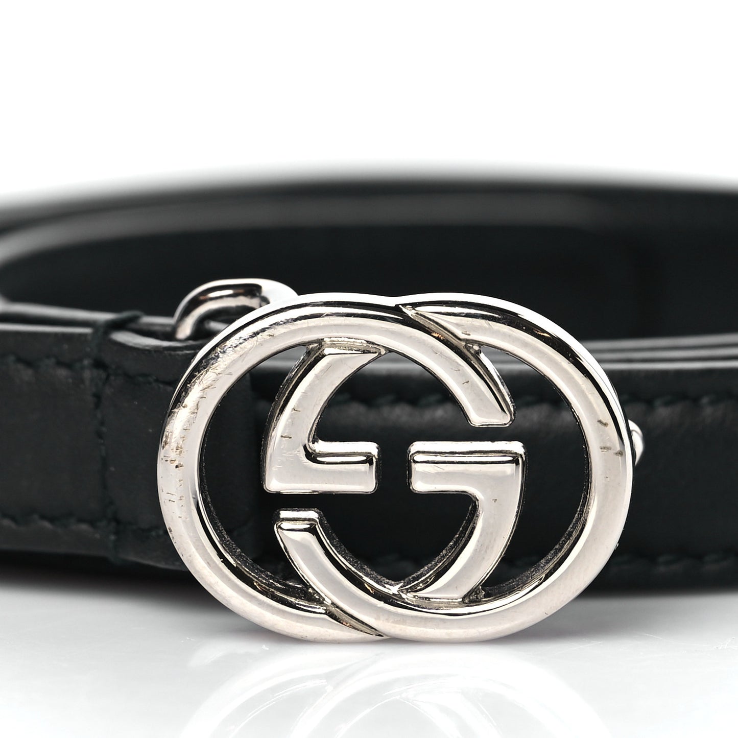 Moon Calfskin Nickel Interlocking G 20mm 90 36 Black