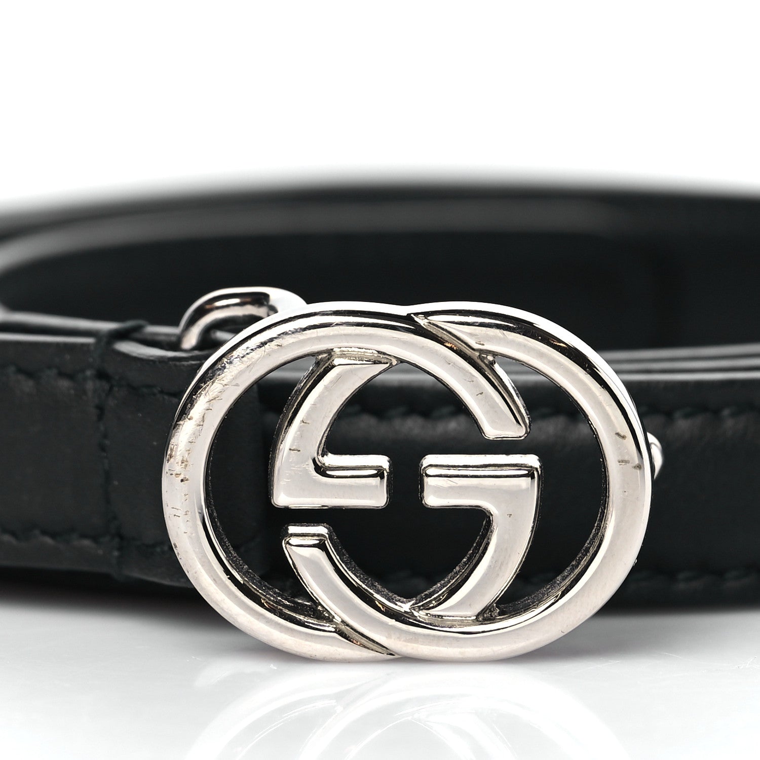 Gucci Moon Calfskin Nickel Interlocking G 20mm 90 36 Black 2 of 6