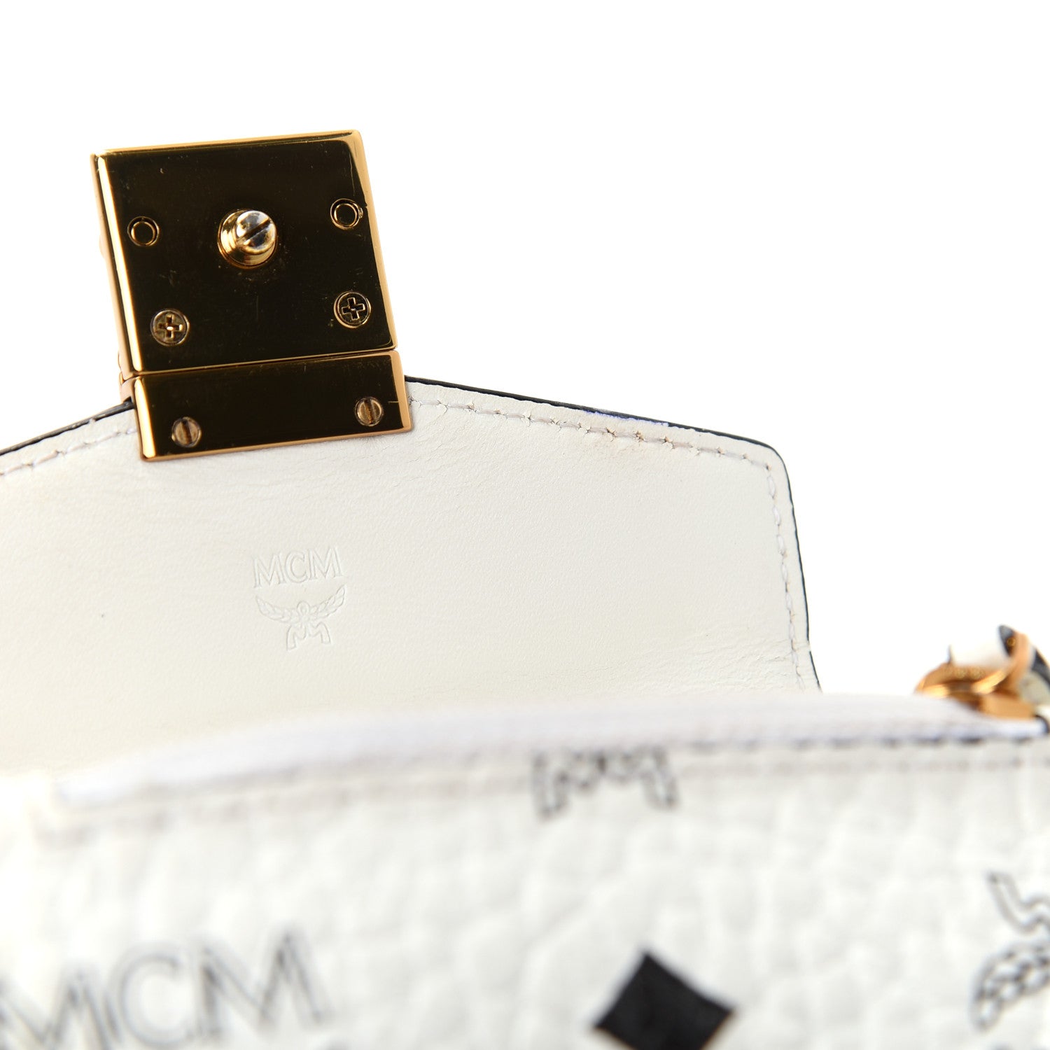 MCM Visetos Mini Accordion Card Wallet White 6 of 9